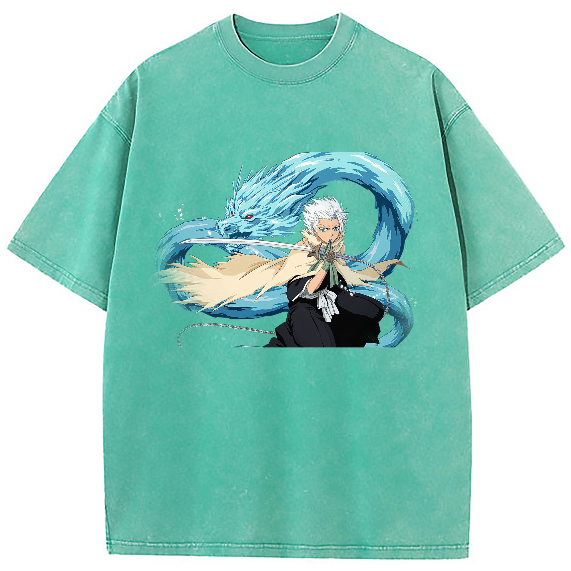 （画像用） ブリーチ 日番谷冬獅郎（ひつがや とうしろう） BLEACH Hitsugaya Toushirou 綿100% ヴィンテージ風 半袖Tシャツ（フロントプリント）